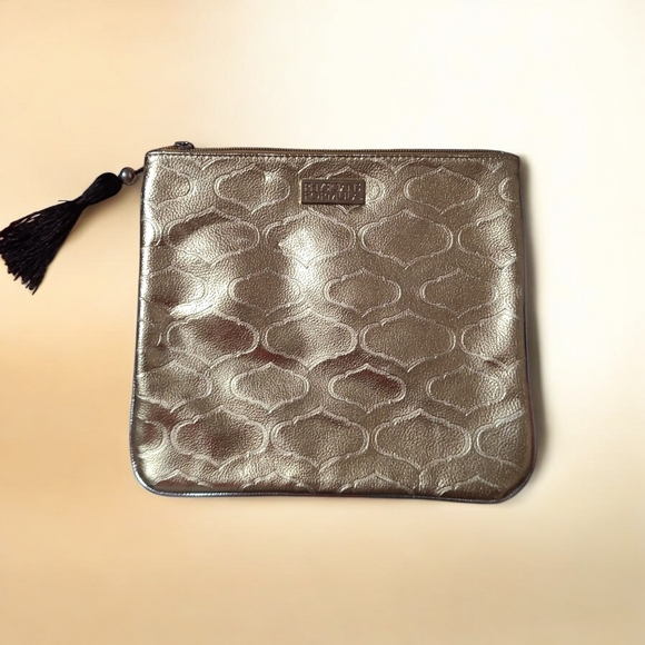 Physicians Formula Handbags - Physician's Formula  Gold Textured Clutch with Tassel NWOT